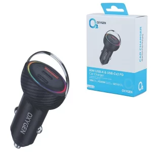 شارژر فندکی 60 وات اکسیژن AC-14 | PD + QC3.0 + 3 پورت